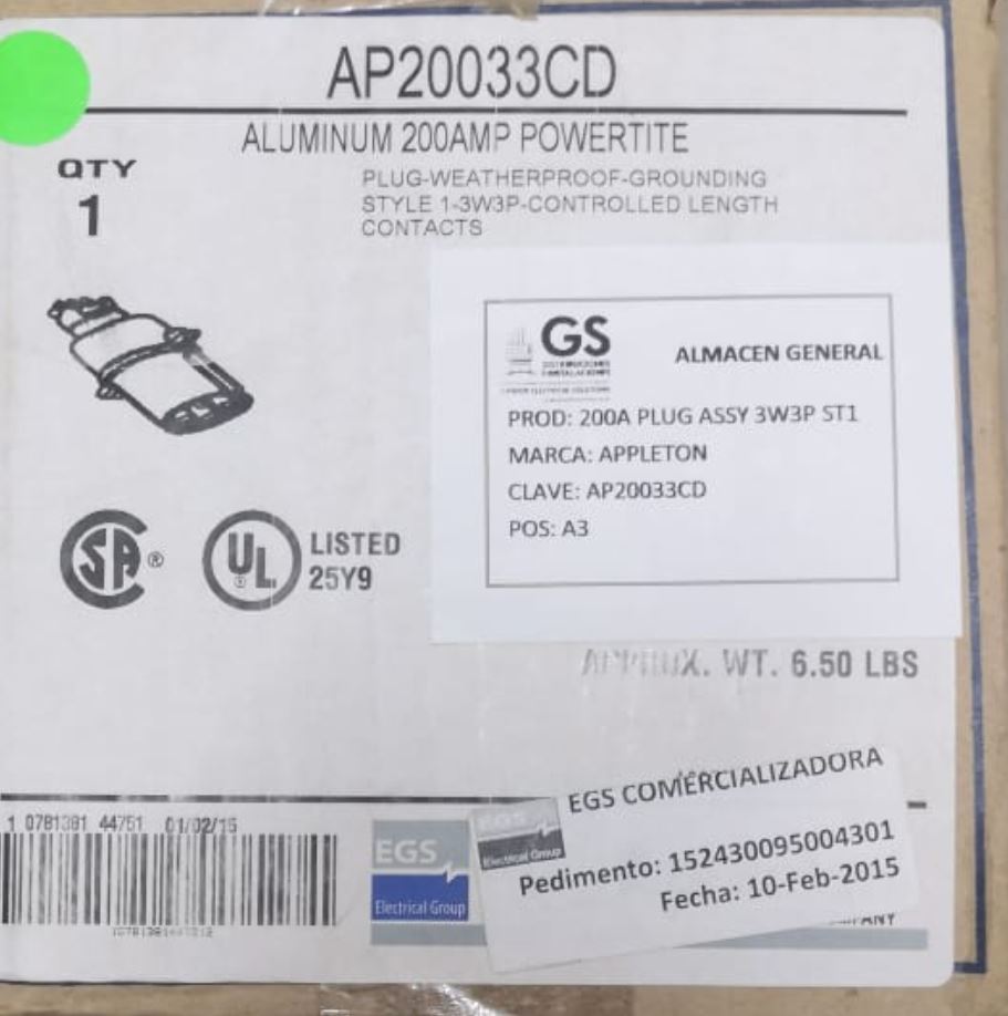 Clavija, 3 Cables 3 Polos St1 200A 600VAC– Plug Assy 3W3P St1 200A 600VAC - Image 5