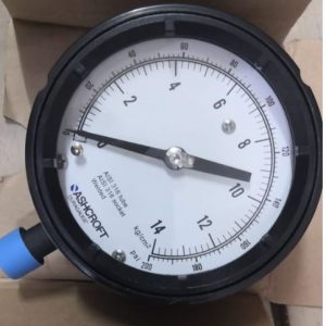 Manómetro de 0-200 PSI, Caratula 4-1/2” Conexión inferior de ½” – Pressure Gauge 0-200 PSI, Dial 4-1/2”, ½” Bottom Conect.