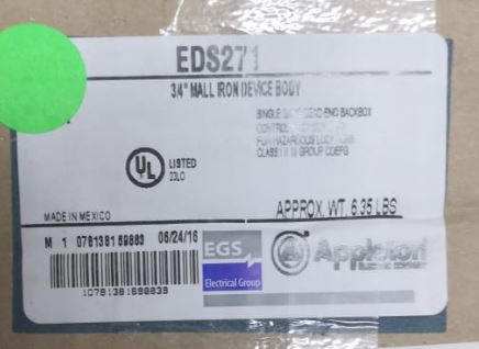 Caja De Montaje, Sin Salida, 1 Gang, Hierro Maleable– Mounting Body, EDS Type, 3/4", 1-Gang, Dead-End, Malleable Iron - Image 3